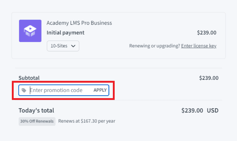 academy lms checkout seite 2