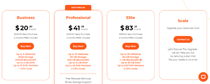 wpx hosting pricing page
