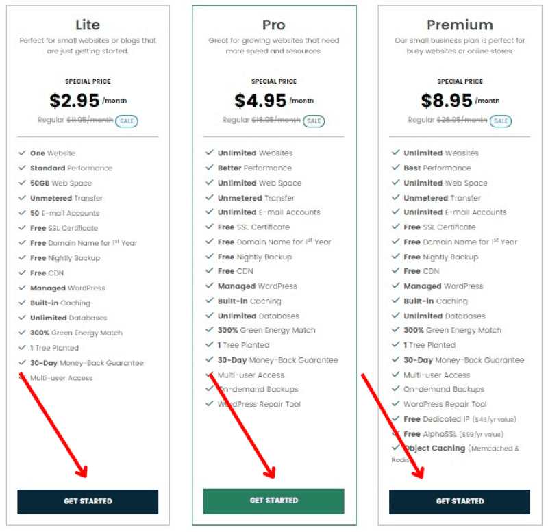 greengeeks-pricing-page