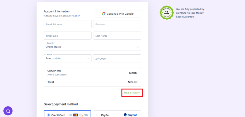 convert pro checkout