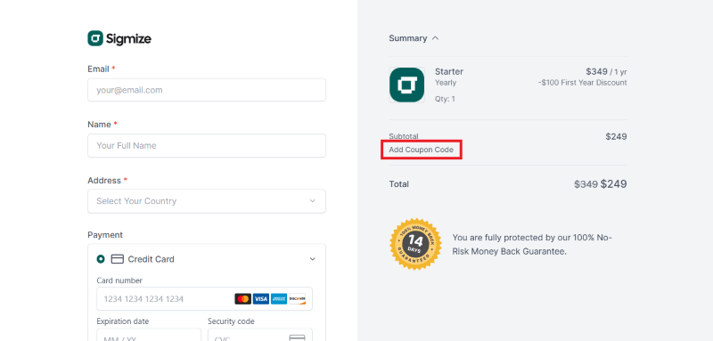 sigmize checkout