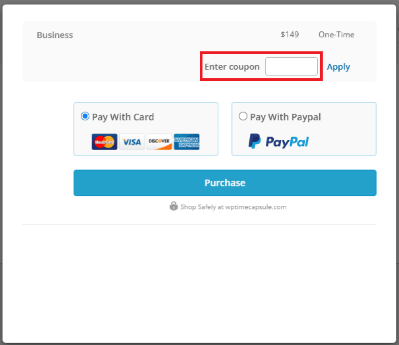 wp time capsule enter coupon