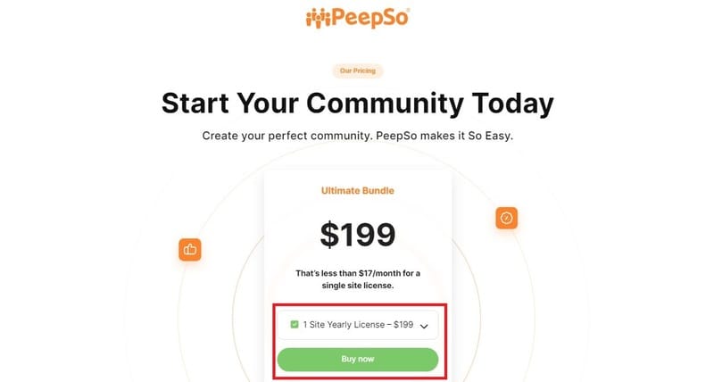peepso pricing page