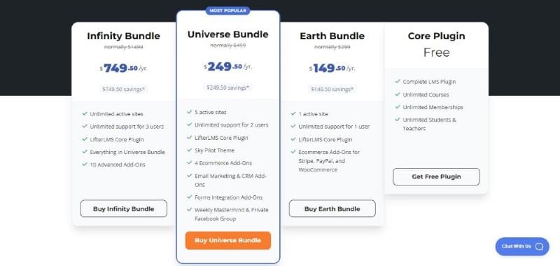 lifterlms pricing plan