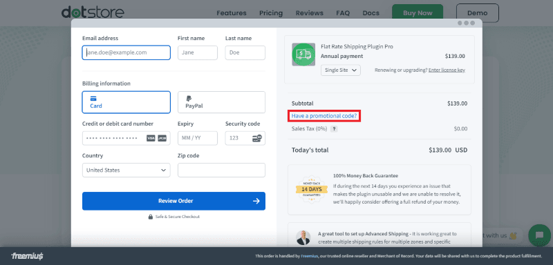flat rate shipping coupon