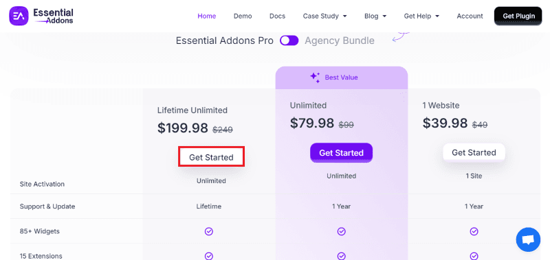 essential addons pricing