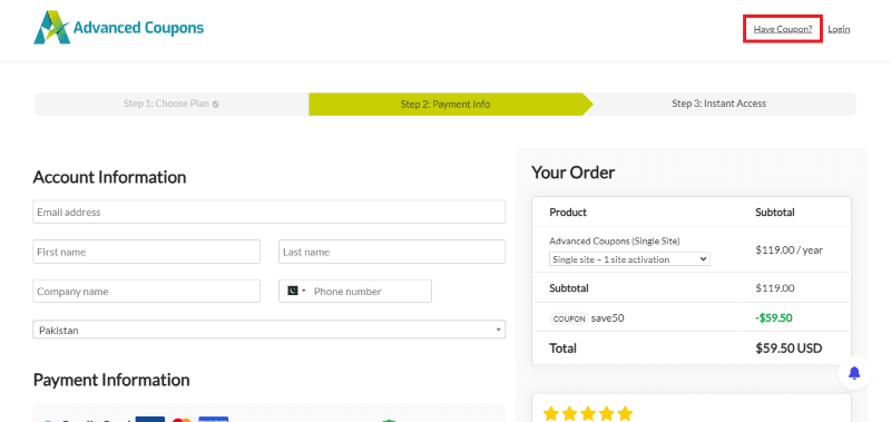 advanced coupon coupon