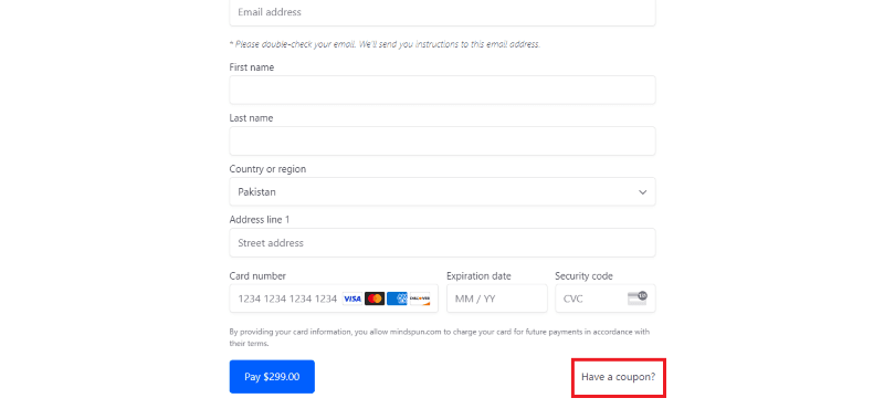 mindspun payment coupon
