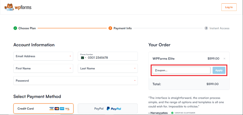 wpforms avail coupon