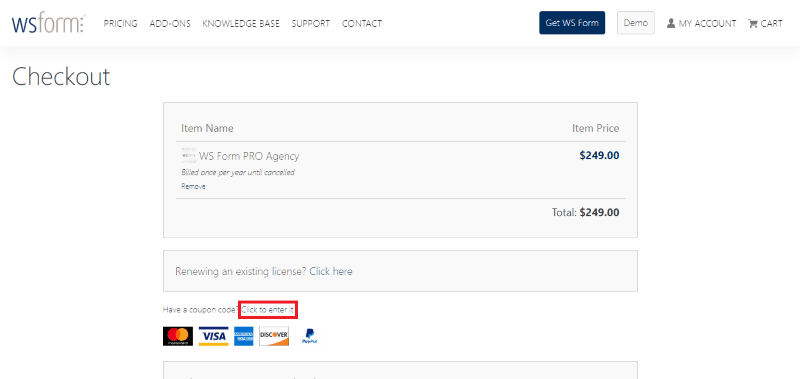 ws form coupon