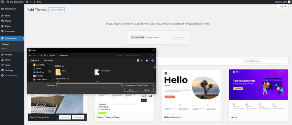 divi upload theme - divi theme review