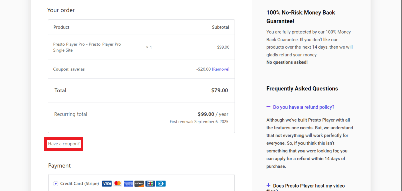 presto player coupon