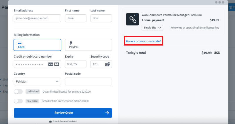 permalink manger checkout page