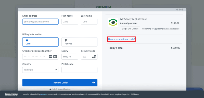 wp activity log coupon