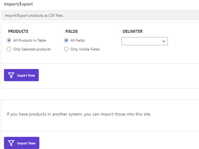 export bulk edit form