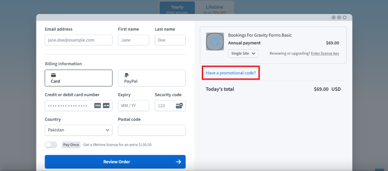 gravity booking checkout