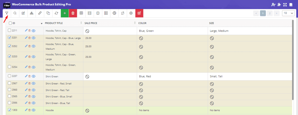 how to display variable products