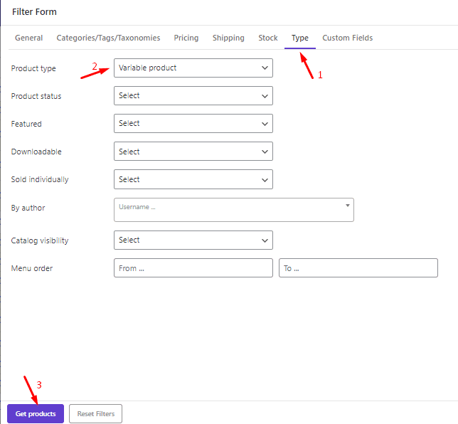 how to display variable products