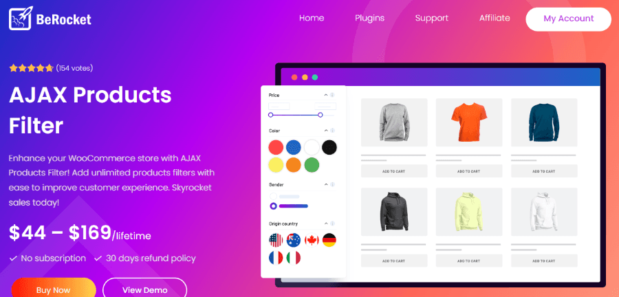 ajax products filter
