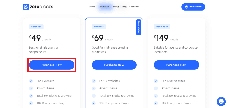 zoloblocks pricing