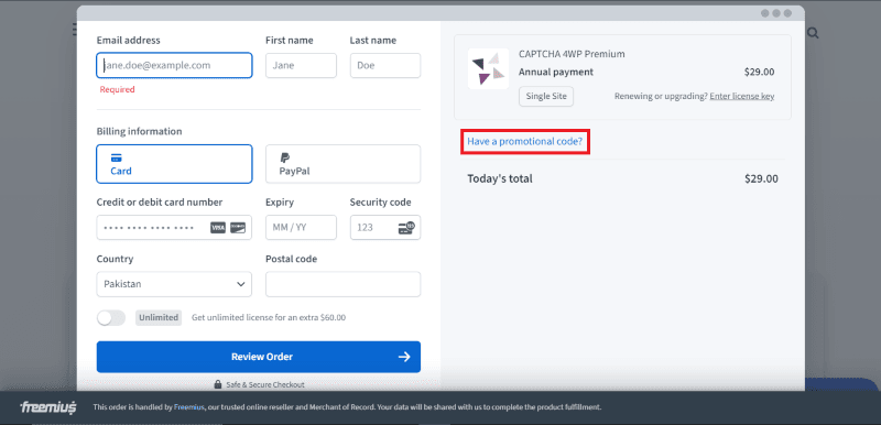 captcha 4wp coupon