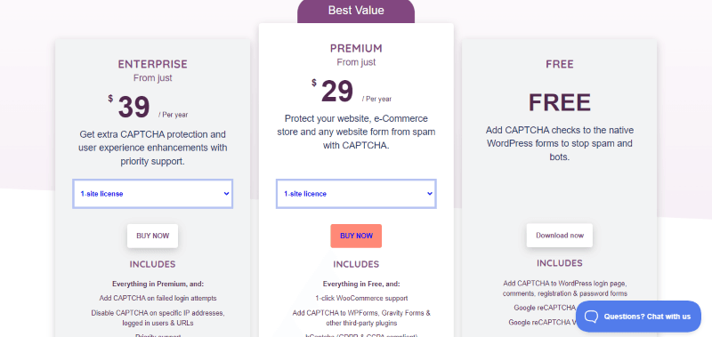 captcha 4wp pricing