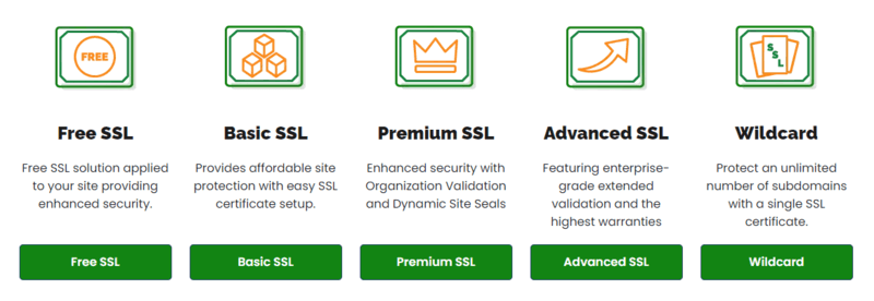 Different types of SSL certificates at A2 Hosting