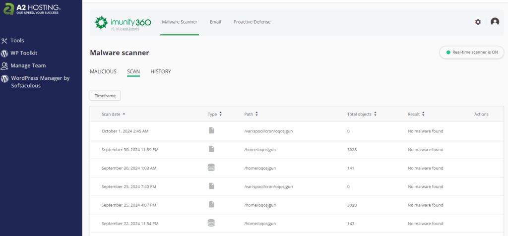 Imunify360 Auto Scans on A2 Hosting