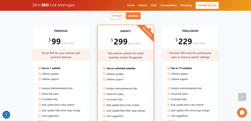 slim seo link manager pricing