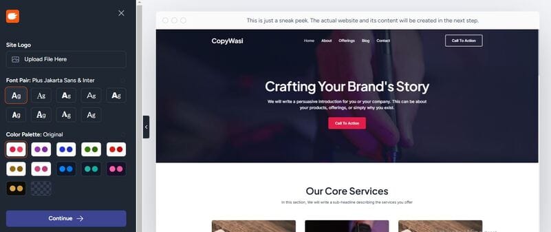 zipwp ai select font style and color