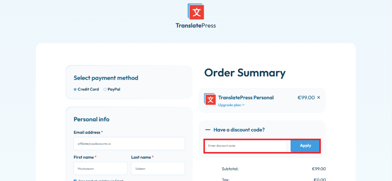 translatepress avail coupon