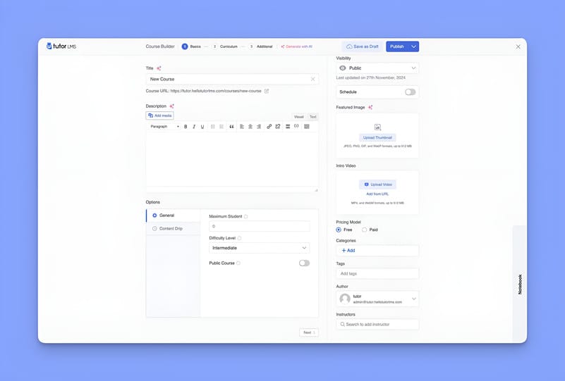 Tutor LMS Front End Course Builder
