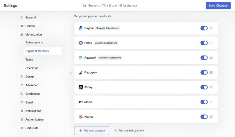 Tutor LMS - Payment Gateways