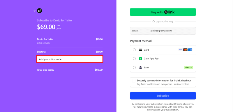 droip avail coupon