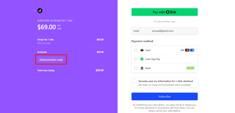 droip coupon