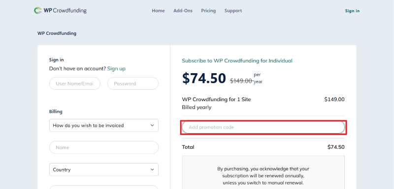 wp crowdfunding avail coupon
