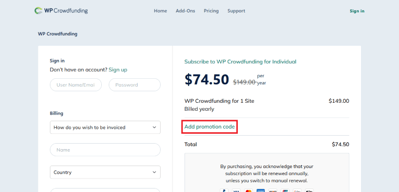 wp crowdfunding coupon