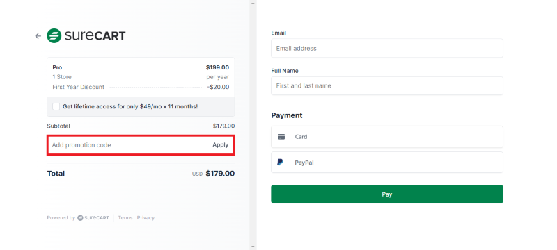 surecart avail coupon