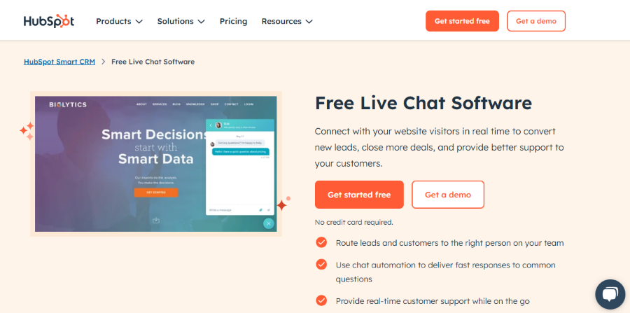 hubspot live chat