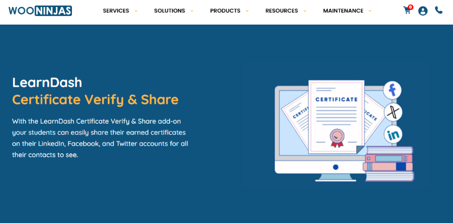 learndash certificate verify and share