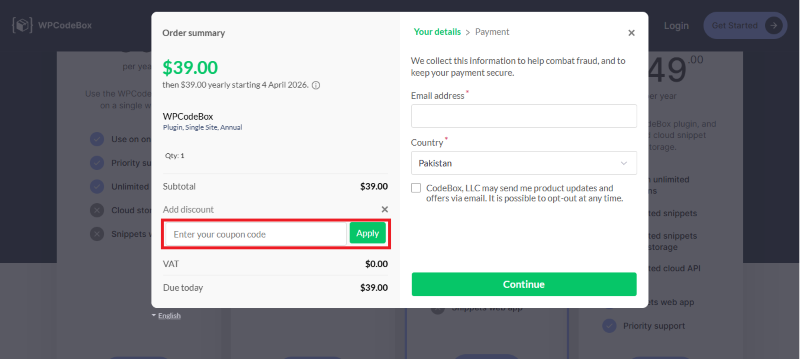 wpcodebox avail coupon