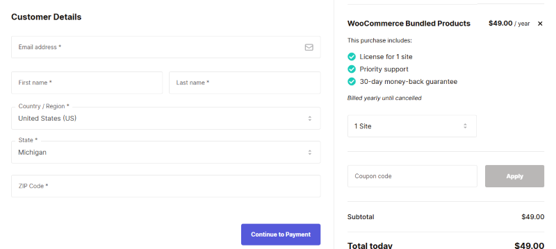 WooCommerce Bundled Products checkout