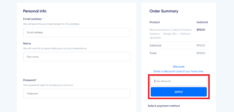 woocommerce custom product addons apply coupon