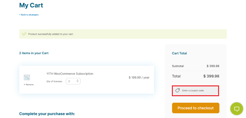 woocommerce subscription avail coupon