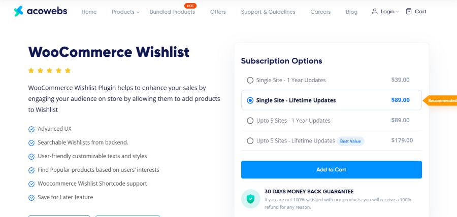 woocommerce wishlist acowebs