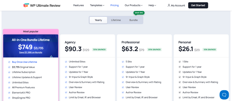 wp ultimate review pricing