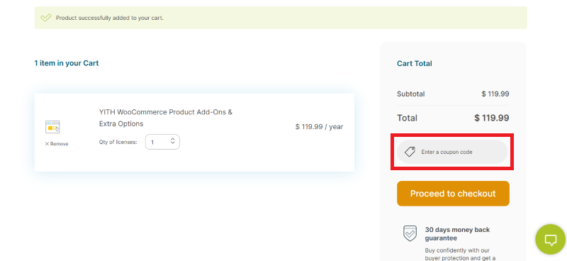yith woocommerce product add-ons & extra options checkout page