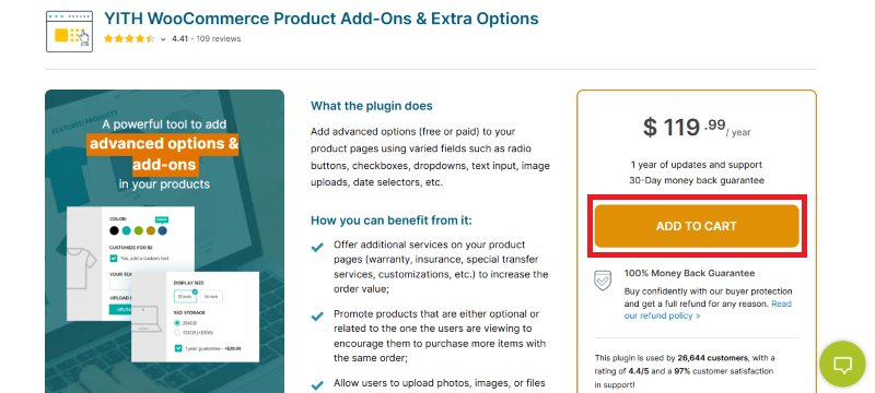 yith woocommerce product add-ons & extra options pricing plans