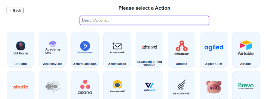 Bit Integrations Select Action
