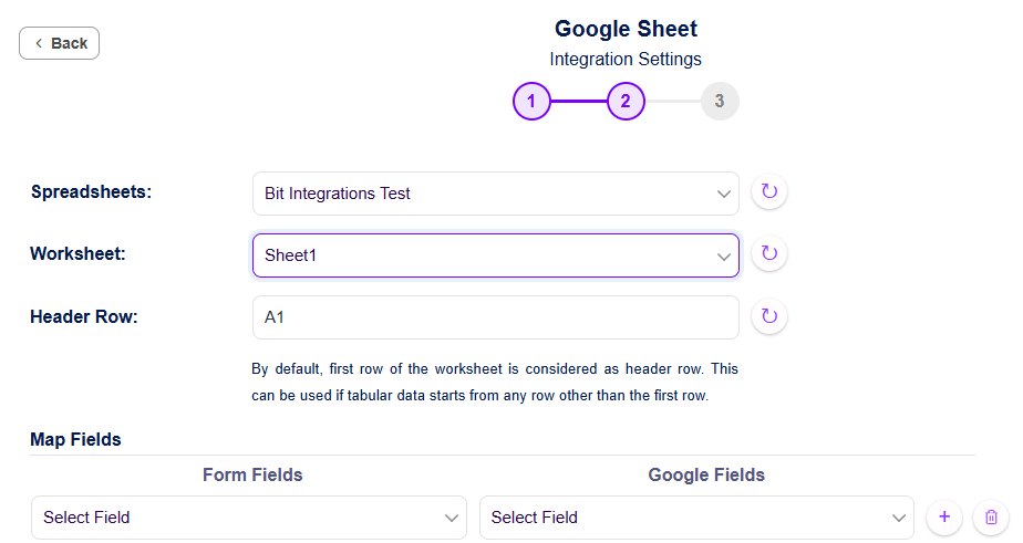 Bit Integrations Select Worksheet